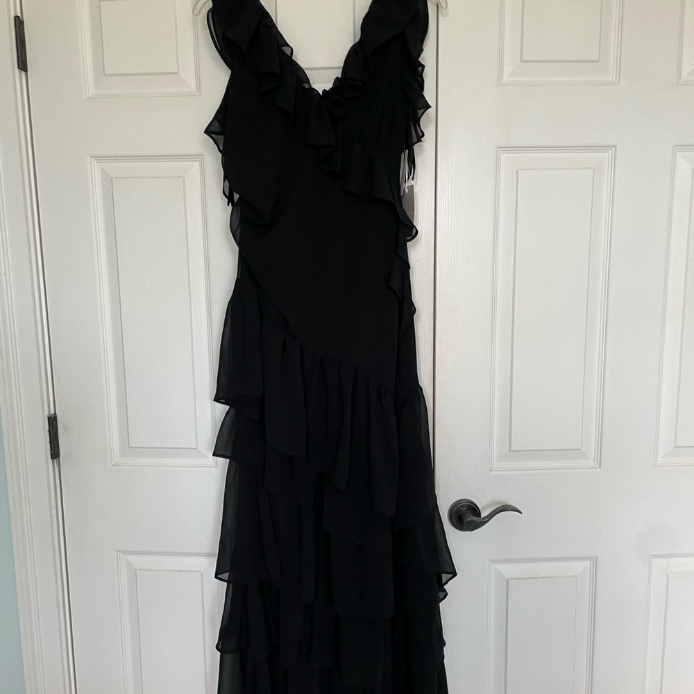Black Cascading Ruffle Dress Size XS NWT
